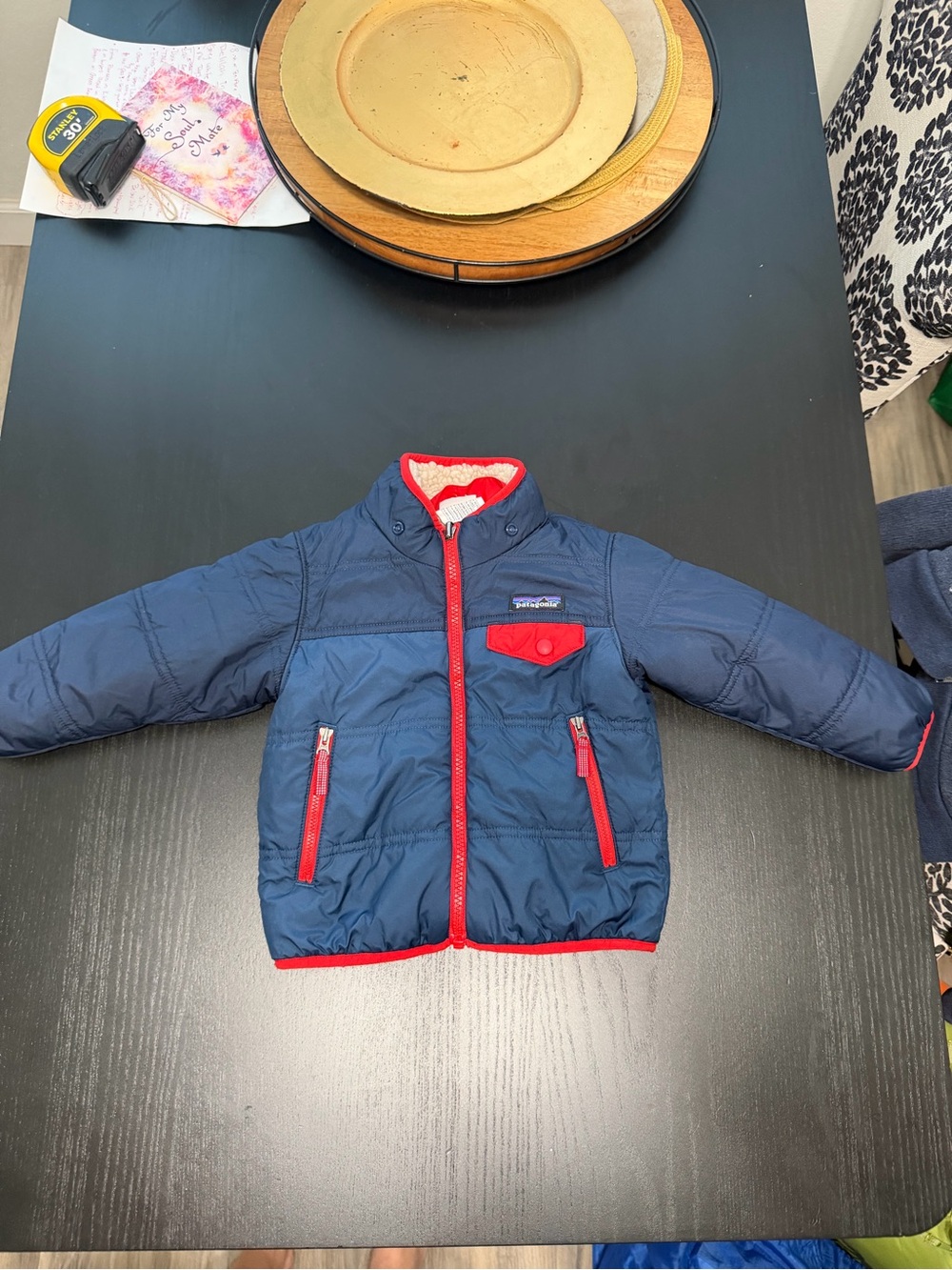 Patagonia Navy and Red Kids Puffer Jacket